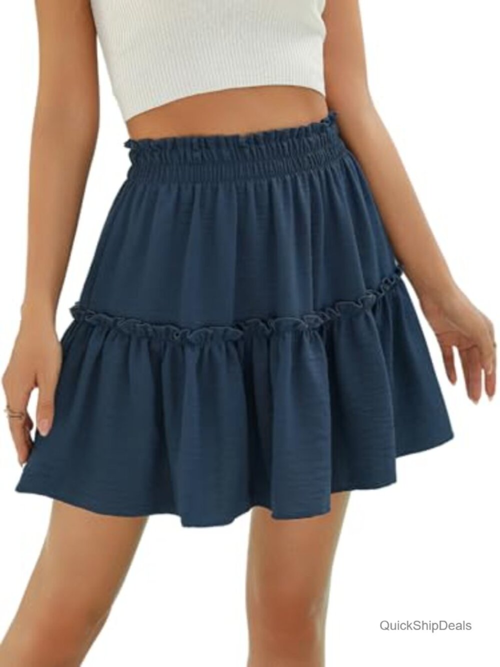 Women's High Waist Ruffle A-Line Mini Skirt Flowy Tiered